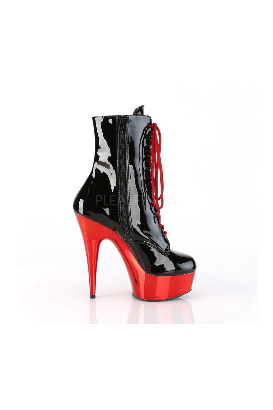 DELIGHT-1020 Platform Ankle Boot | Black Patent-Pleaser-SEXYSHOES.COM