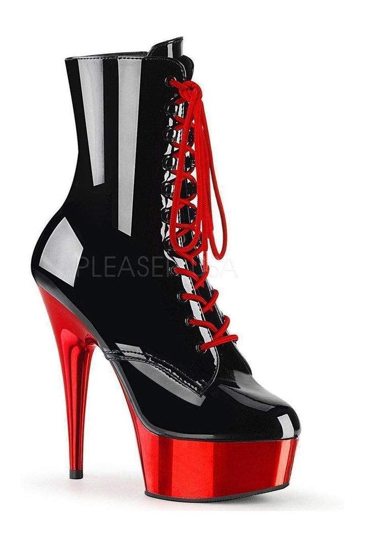 DELIGHT-1020 Platform Ankle Boot | Black Patent-Pleaser-SEXYSHOES.COM