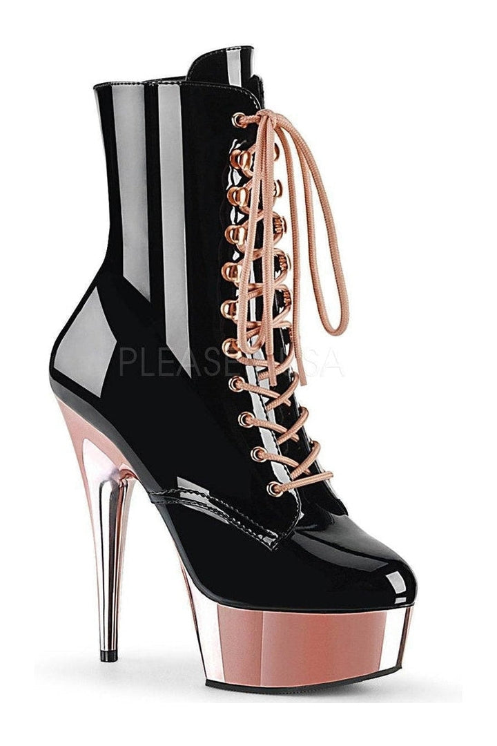 DELIGHT-1020 Platform Ankle Boot | Black Patent-Pleaser-SEXYSHOES.COM