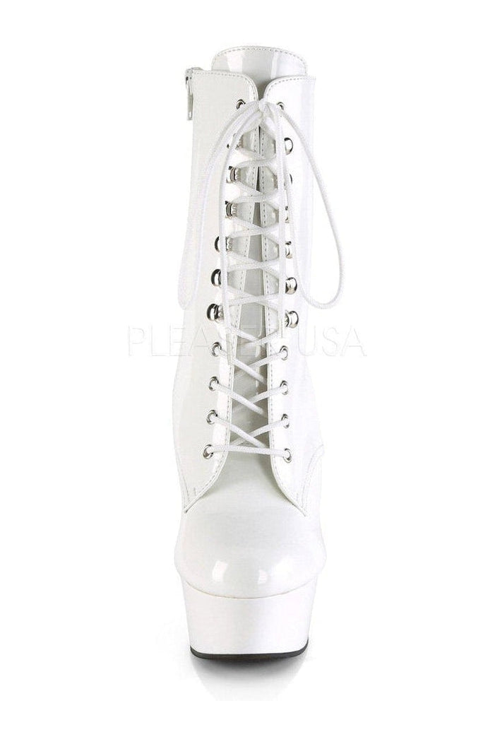Pleaser DELIGHT-1020 Platform Ankle Boot in White Patent