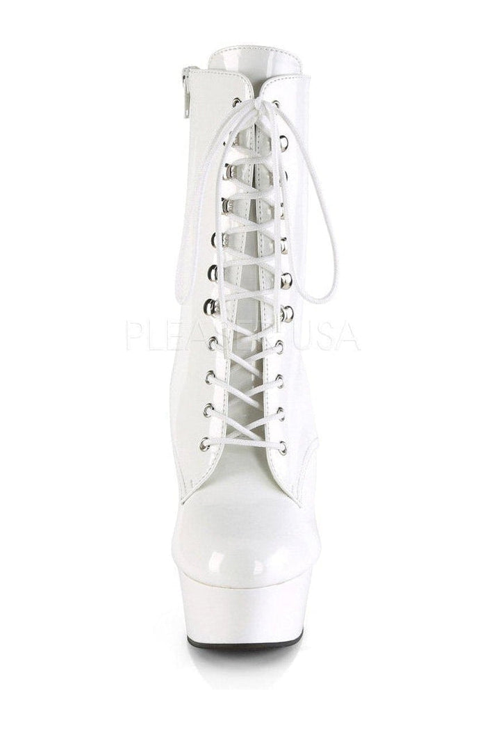 DELIGHT-1020 Platform Ankle Boot | White Patent-Pleaser-SEXYSHOES.COM