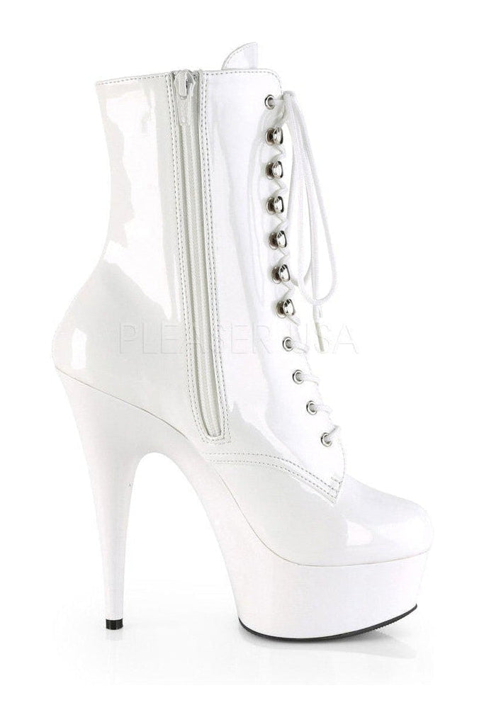 Pleaser DELIGHT-1020 Platform Ankle Boot in White Patent