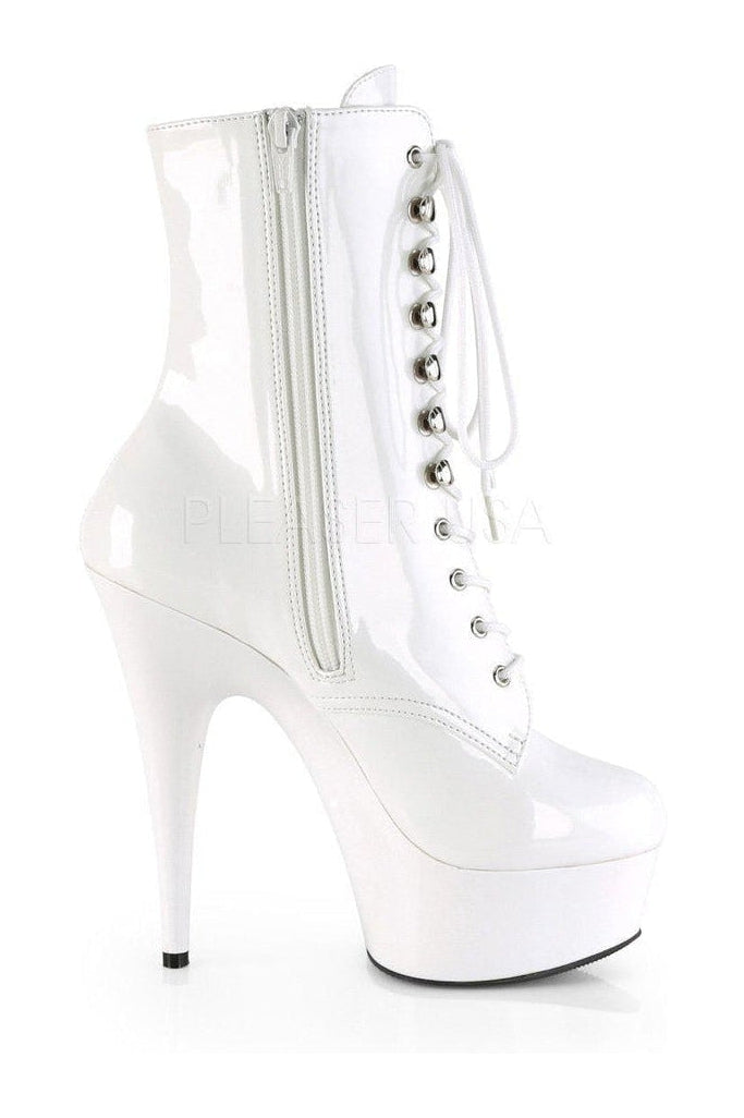 DELIGHT-1020 Platform Ankle Boot | White Patent-Pleaser-SEXYSHOES.COM