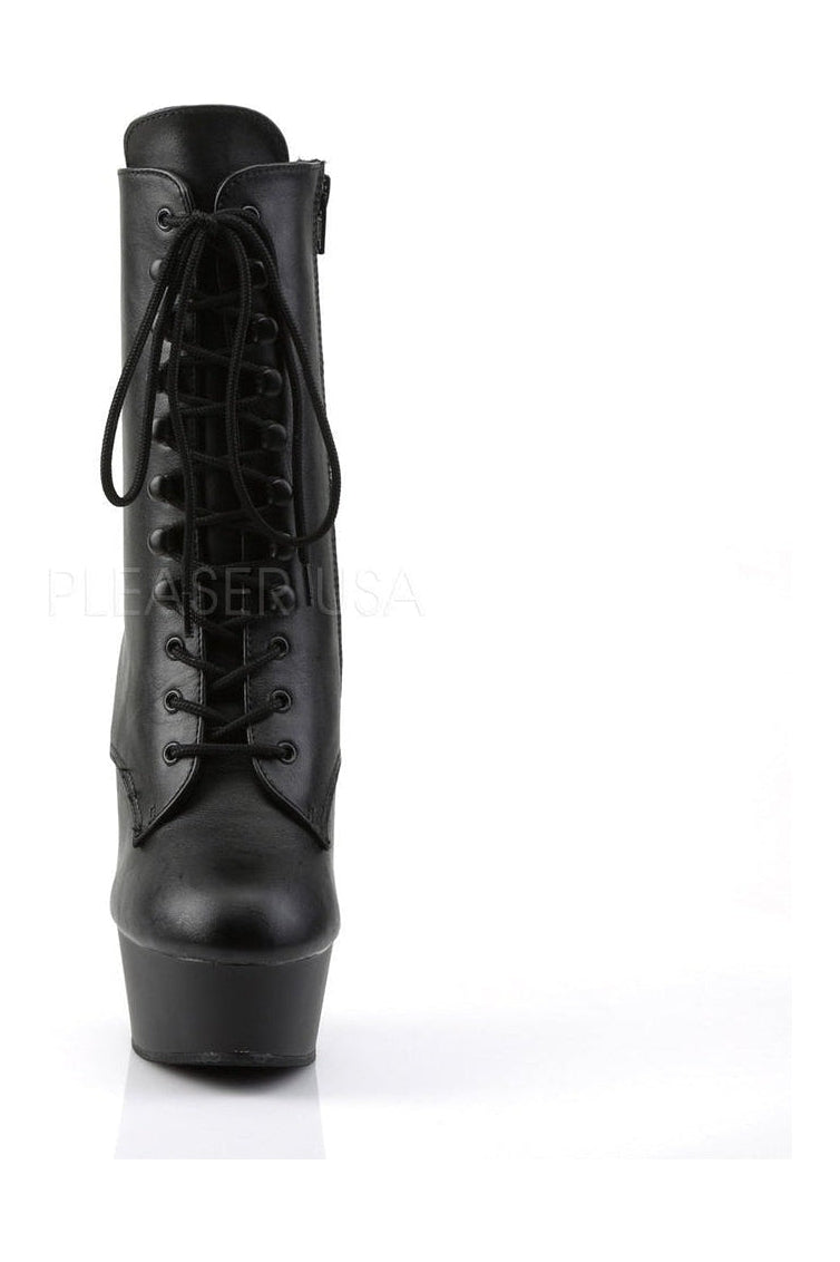 DELIGHT-1020 Platform Boot | Black Faux Leather-Pleaser-Ankle Boots-SEXYSHOES.COM