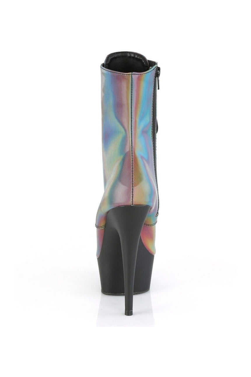 DELIGHT-1020REFL Exotic Ankle Boot | Rainbow Reflective-Ankle Boots-Pleaser-SEXYSHOES.COM