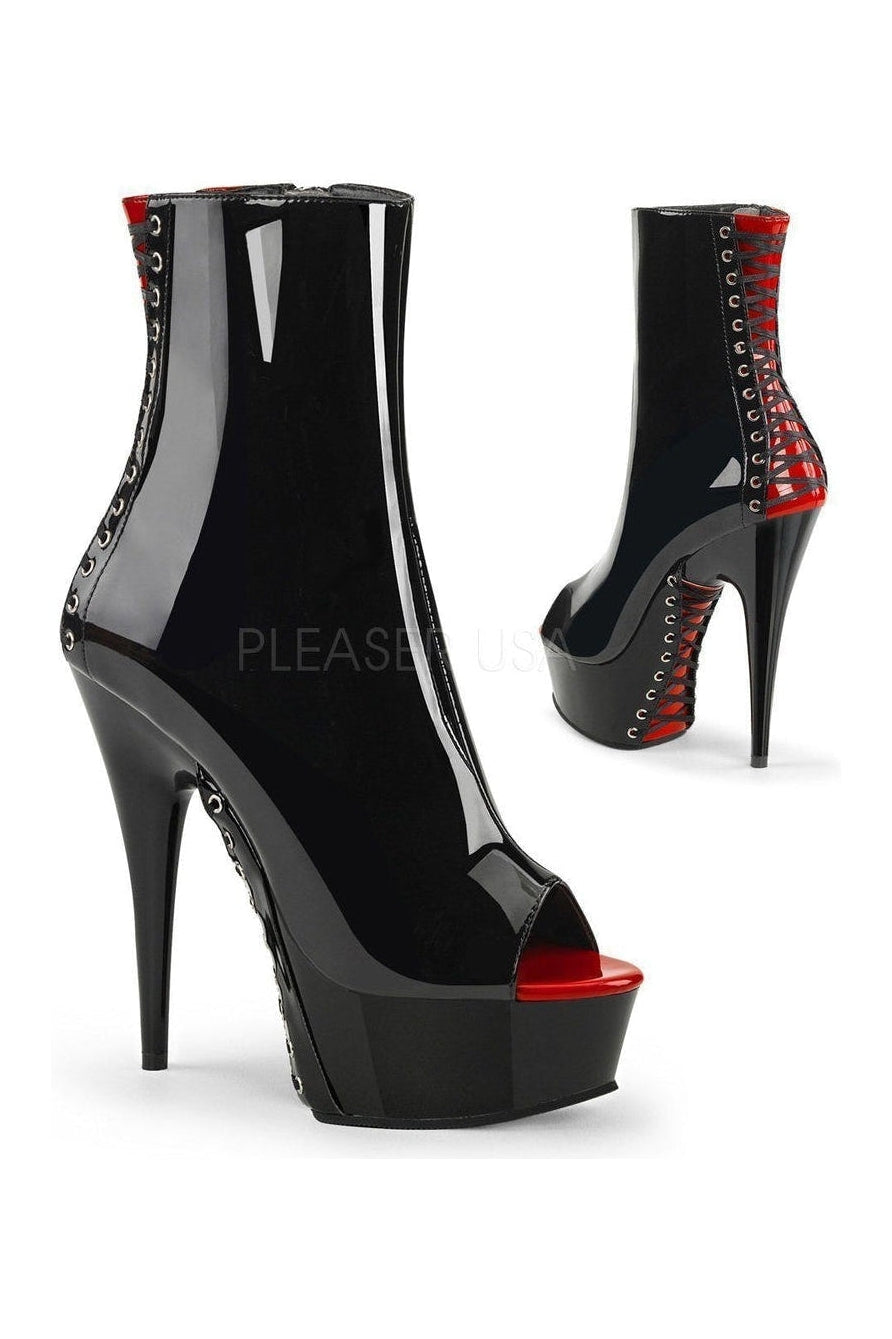 DELIGHT-1025 Platform Boot | Black Patent-Pleaser-Black-Ankle Boots-SEXYSHOES.COM