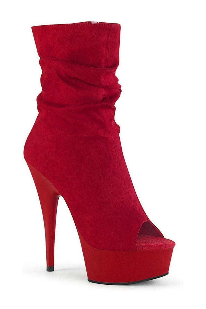DELIGHT-1031 Red Faux Suede Ankle Boot-Ankle Boots-Pleaser-Red-6-Faux Suede-SEXYSHOES.COM