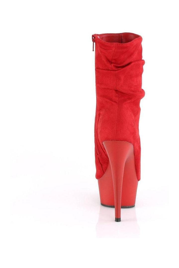 DELIGHT-1031 Red Faux Suede Ankle Boot-Ankle Boots-Pleaser-SEXYSHOES.COM