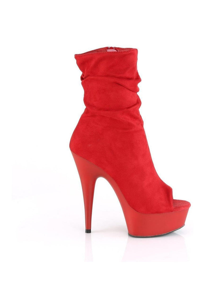 DELIGHT-1031 Red Faux Suede Ankle Boot-Ankle Boots-Pleaser-SEXYSHOES.COM
