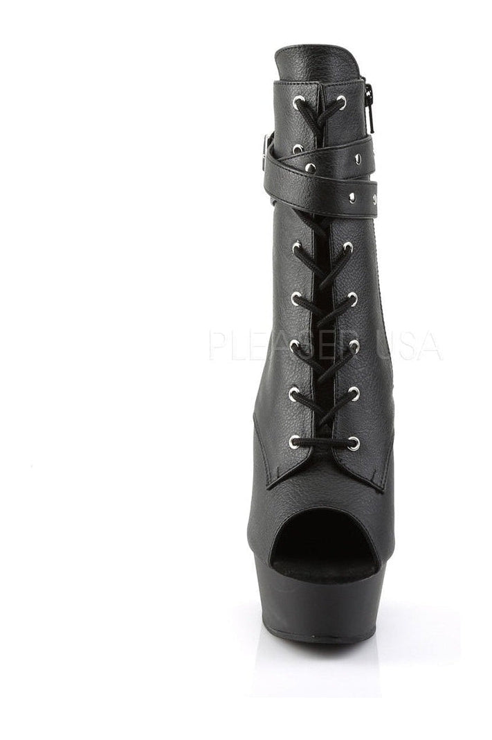 DELIGHT-1033 Platform Boot | Black Faux Leather-Pleaser-Ankle Boots-SEXYSHOES.COM