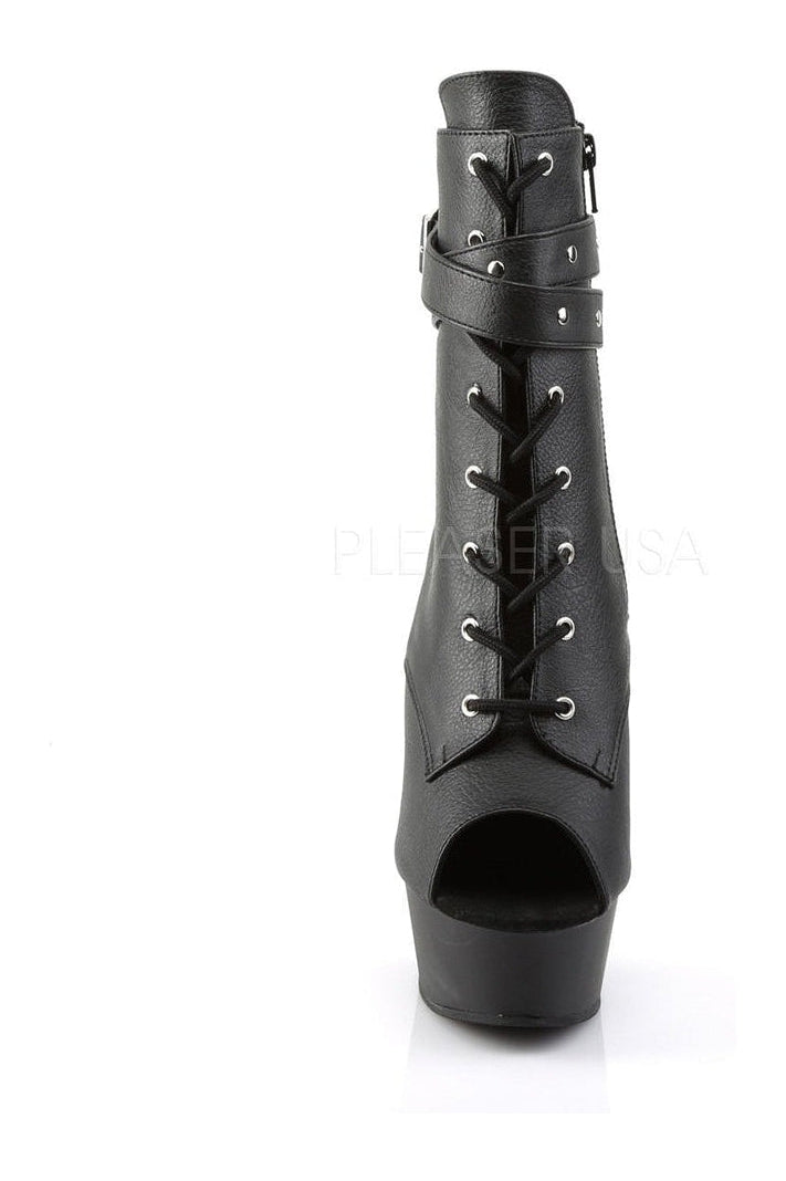 DELIGHT-1033 Platform Boot  | Black Faux Leather