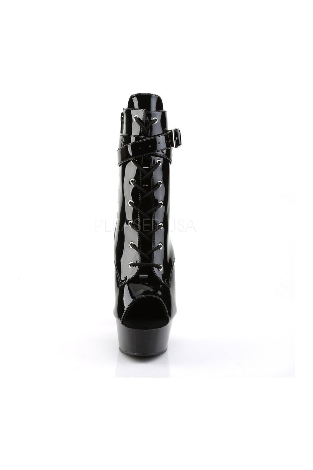 DELIGHT-1033 Platform Boot | Black Patent-Pleaser-Ankle Boots-SEXYSHOES.COM