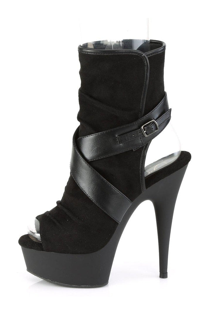 DELIGHT-1034 Exotic Boot | Black Fabric-Ankle Boots-Pleaser-SEXYSHOES.COM