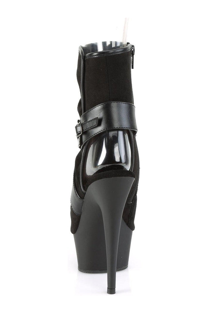 DELIGHT-1034 Exotic Boot | Black Fabric-Ankle Boots-Pleaser-SEXYSHOES.COM