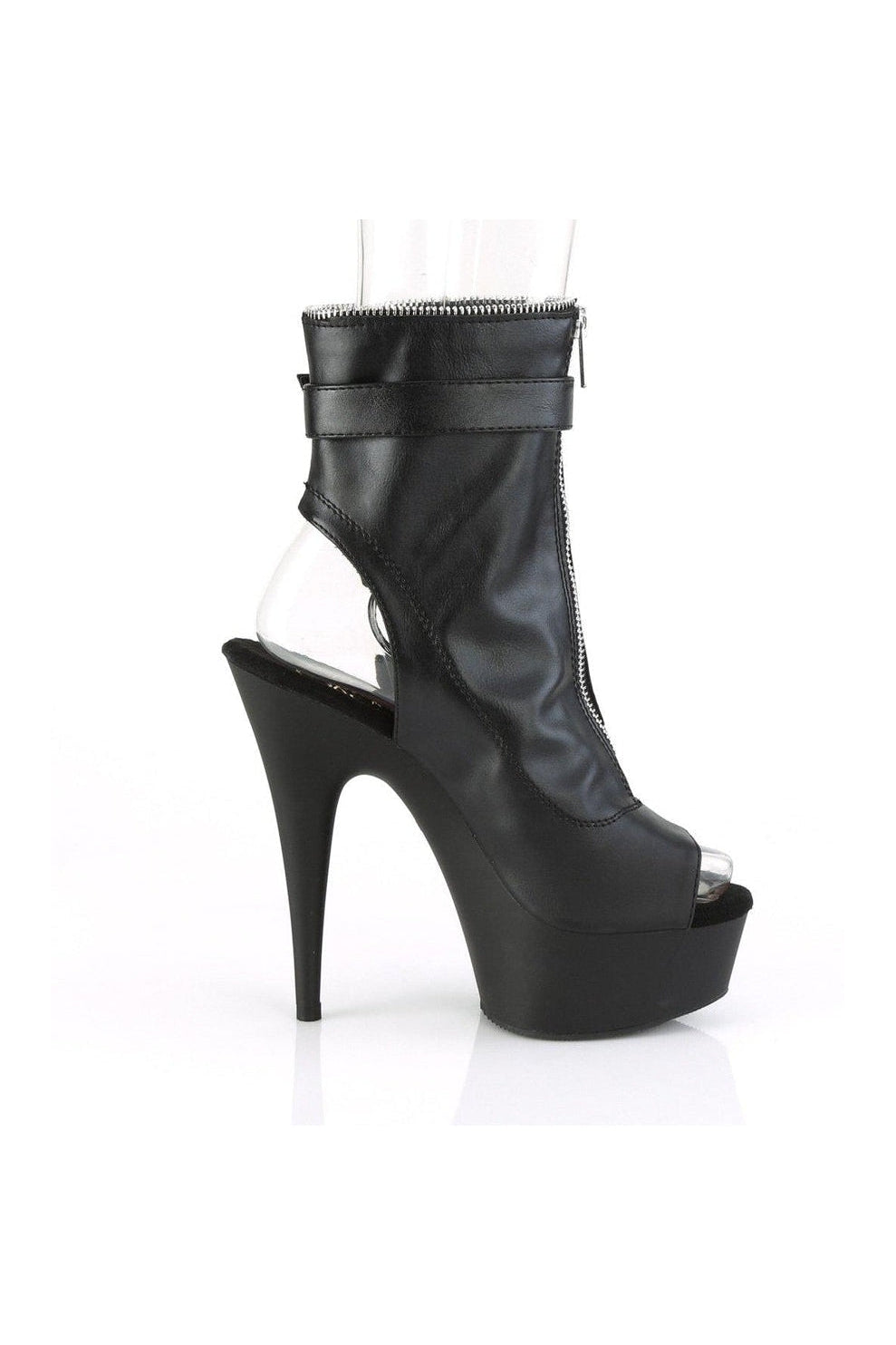 DELIGHT-1035 Exotic Ankle Boot | Black Faux Leather-Ankle Boots-Pleaser-SEXYSHOES.COM