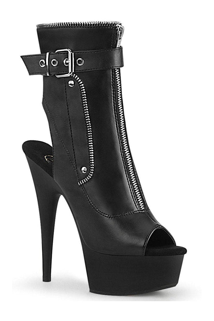 DELIGHT-1035 Exotic Ankle Boot | Black Faux Leather-Ankle Boots-Pleaser-SEXYSHOES.COM
