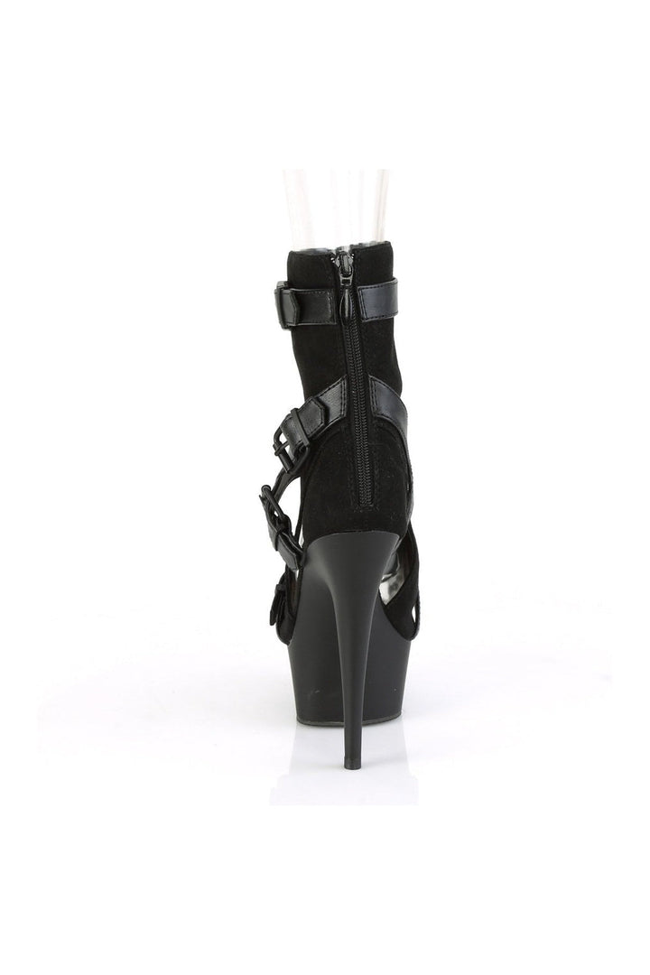DELIGHT-1037 Exotic Ankle Boot | Black Faux Suede-Ankle Boots-Pleaser-SEXYSHOES.COM