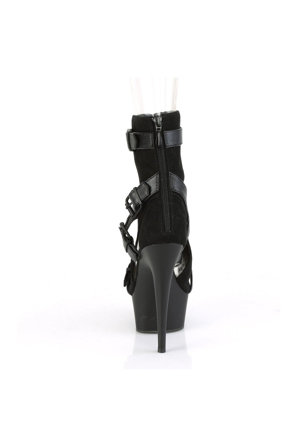 DELIGHT-1037 Exotic Ankle Boot | Black Faux Suede-Ankle Boots-Pleaser-SEXYSHOES.COM