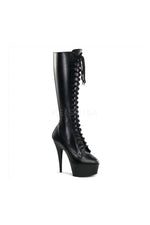 DELIGHT-2023 Platform Boot  | Black Faux Leather