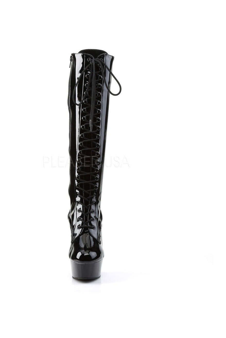 DELIGHT-2023 Platform Boot | Black Patent-Pleaser-Knee Boots-SEXYSHOES.COM
