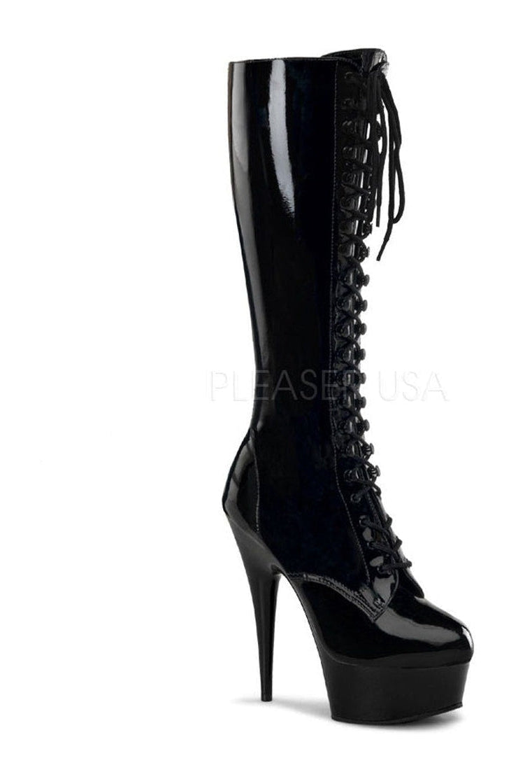 DELIGHT-2023 Platform Boot | Black Patent-Pleaser-Black-Knee Boots-SEXYSHOES.COM