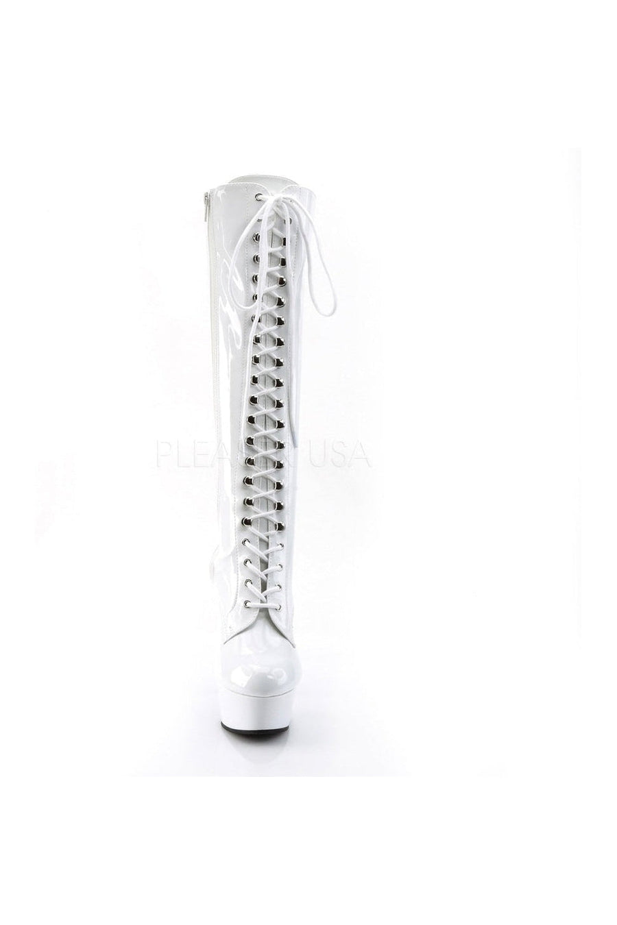 Pleaser DELIGHT-2023 Platform Boot in White Patent