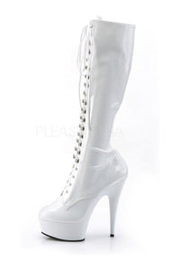 Pleaser DELIGHT-2023 Platform Boot in White Patent