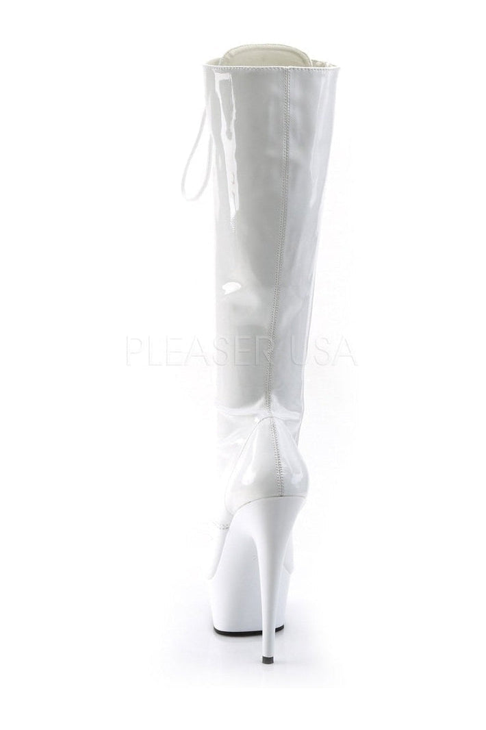 Pleaser DELIGHT-2023 Platform Boot in White Patent