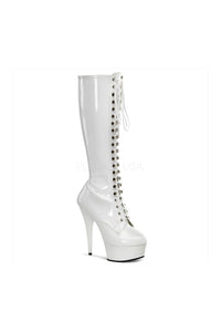 Pleaser DELIGHT-2023 Platform Boot in White Patent from SexyShoes.com