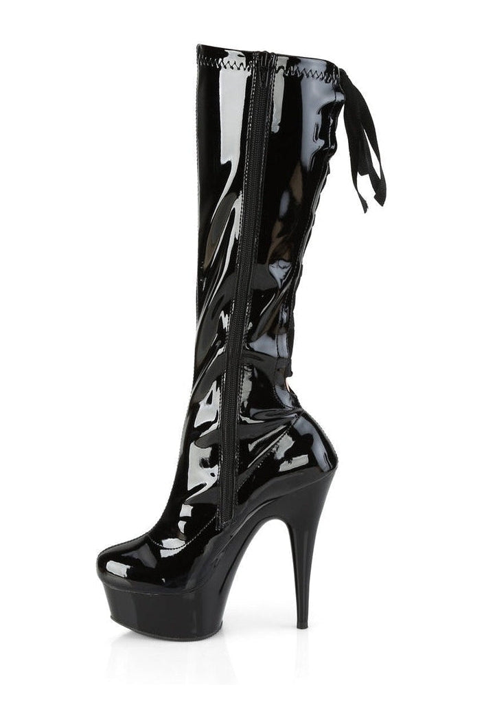 Pleaser DELIGHT-2029 Exotic Platform Boot in Black Patent
