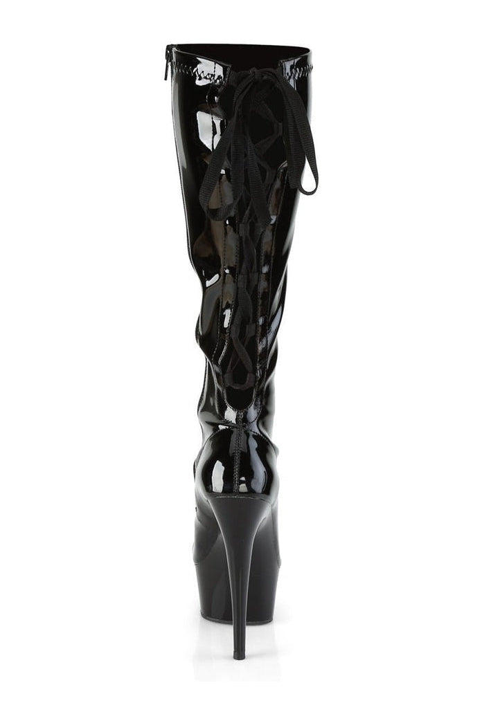 Pleaser DELIGHT-2029 Exotic Platform Boot in Black Patent