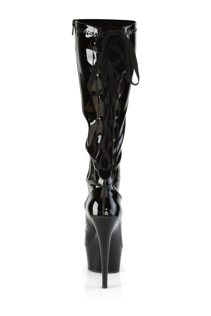 DELIGHT-2029 Stripper Platform Boot | Black Patent-Pleaser-SEXYSHOES.COM