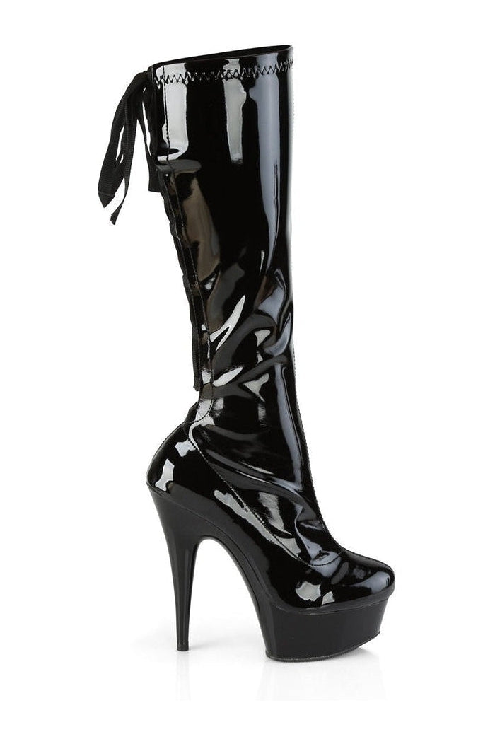 Pleaser DELIGHT-2029 Exotic Platform Boot in Black Patent