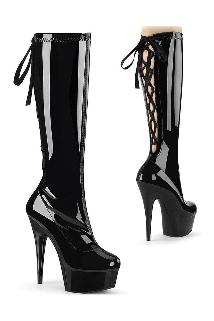 Pleaser Black Knee Boots Platform Stripper Shoes | Buy at Sexyshoes.com