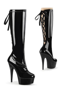 Pleaser DELIGHT-2029 Exotic Platform Boot in Black Patent from SexyShoes.com