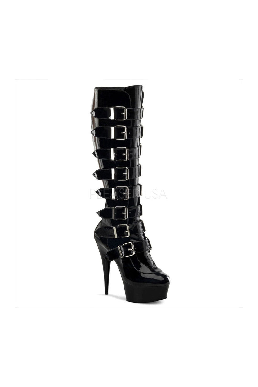 Pleaser DELIGHT-2049 Platform Boot in Black Patent from SexyShoes.com