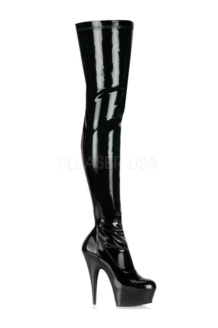 DELIGHT-3000 Platform Boot | Black Patent-Pleaser-Black-Thigh Boots-SEXYSHOES.COM