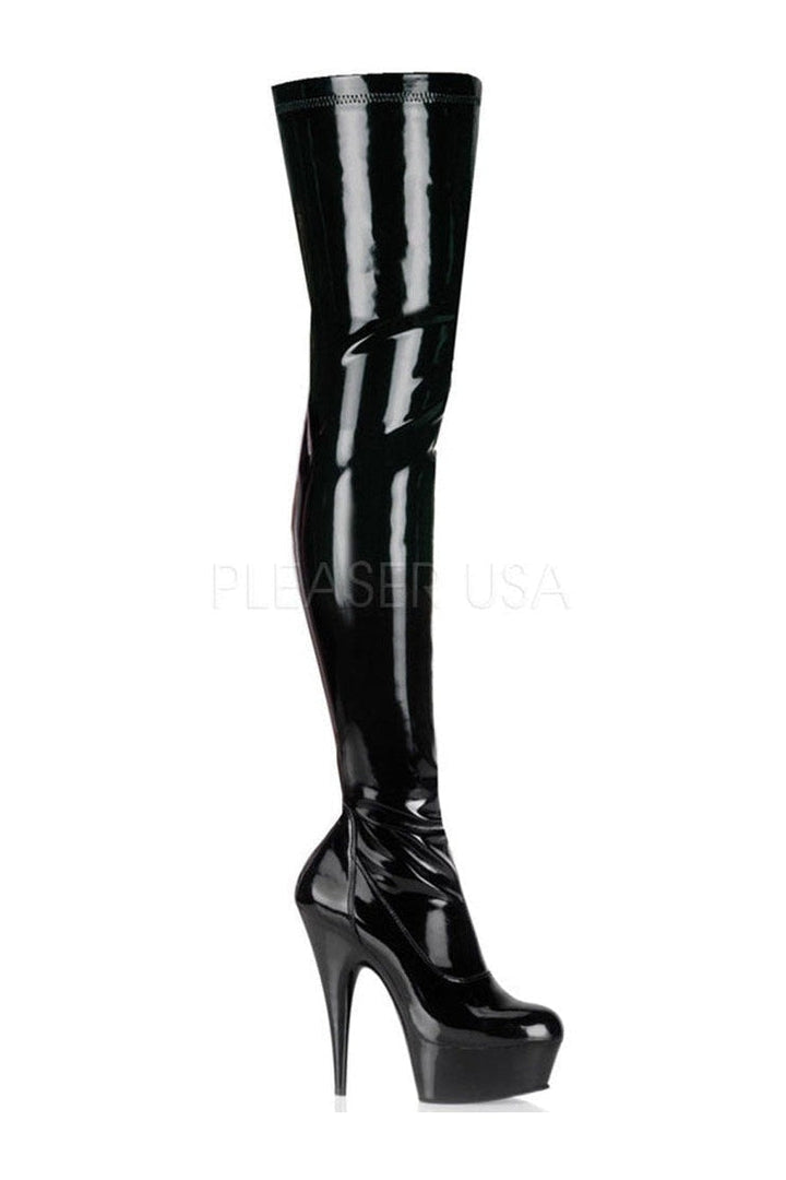 Pleaser Black Thigh Boots Platform Stripper Shoes | Buy at Sexyshoes.com