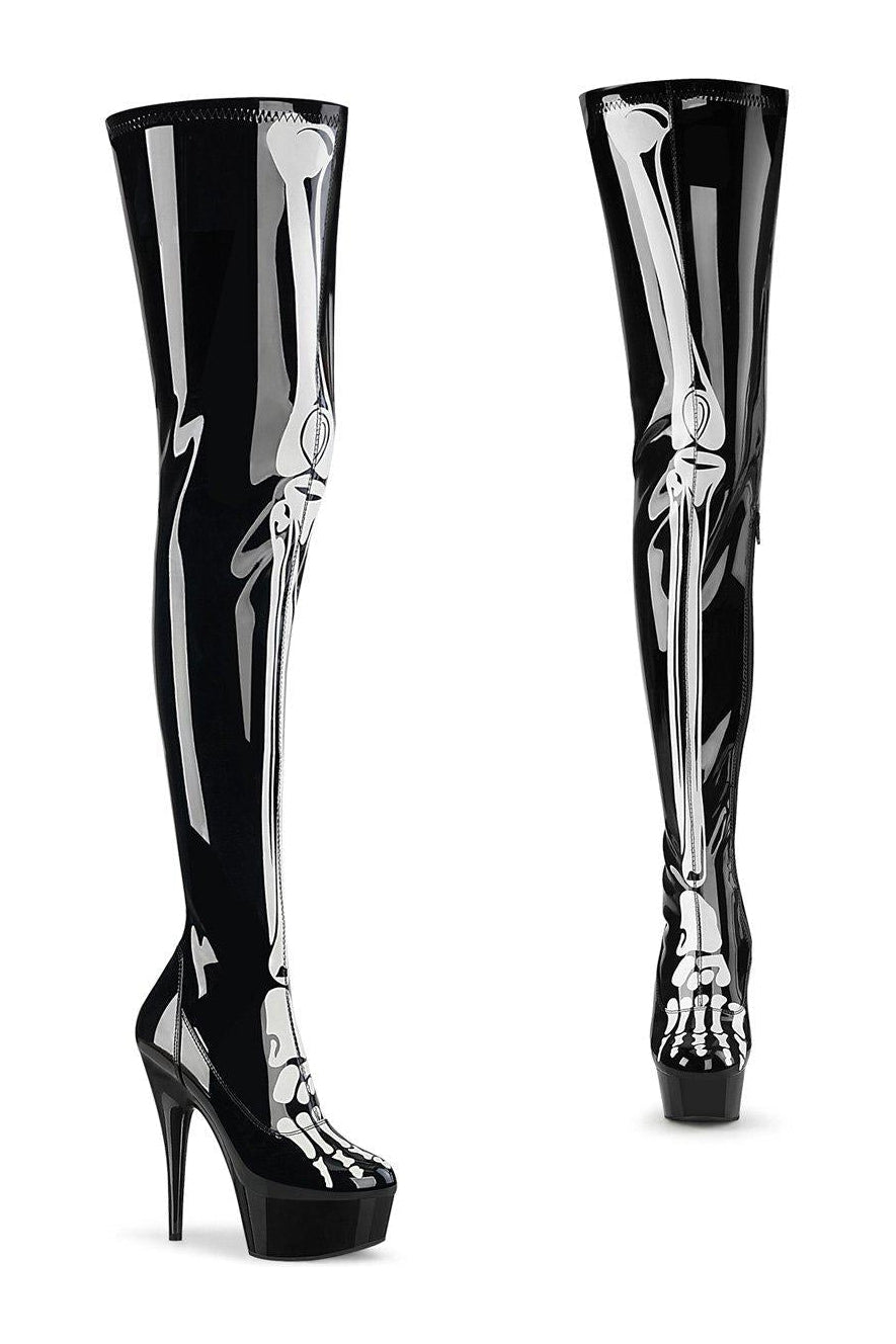DELIGHT-3000BONE Thigh Boot | Black Patent-Thigh Boots-Pleaser-Black-10-Patent-SEXYSHOES.COM