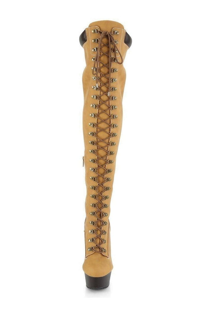 DELIGHT-3000TL Stripper Boot | Tan Faux Leather-Pleaser