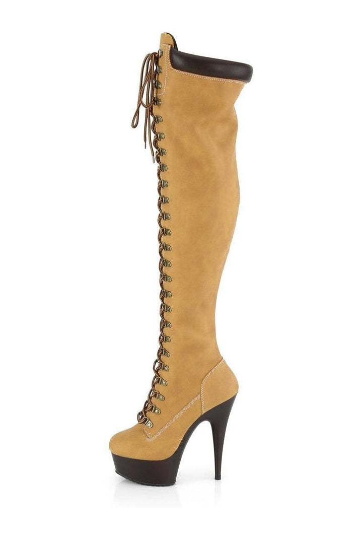 DELIGHT-3000TL Stripper Boot | Tan Faux Leather-Pleaser