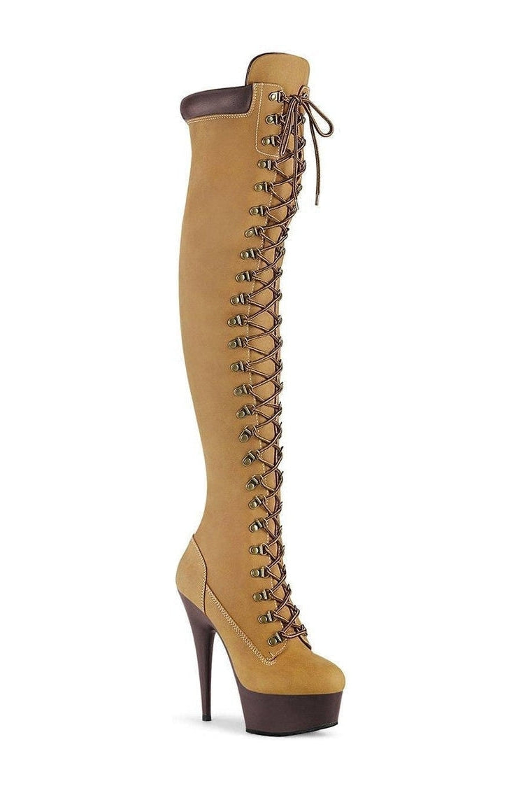 Pleaser Tan Thigh Boots Platform Stripper Shoes | Buy at Sexyshoes.com