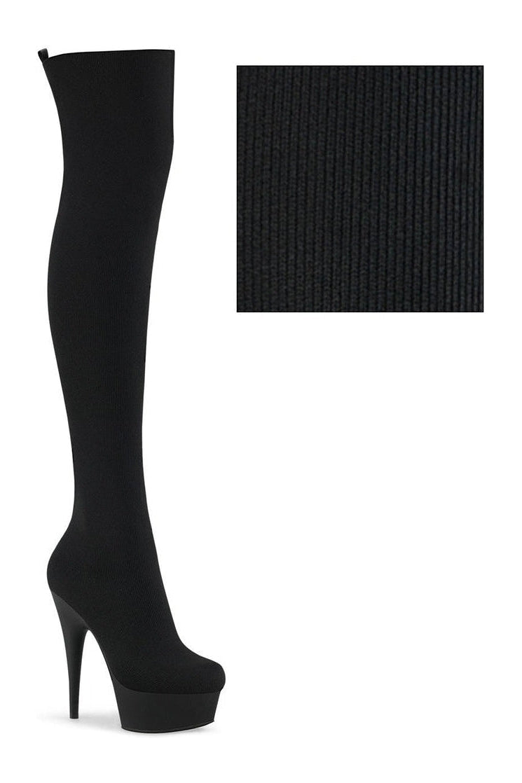 Pleaser Black Thigh Boots Platform Stripper Shoes | Buy at Sexyshoes.com