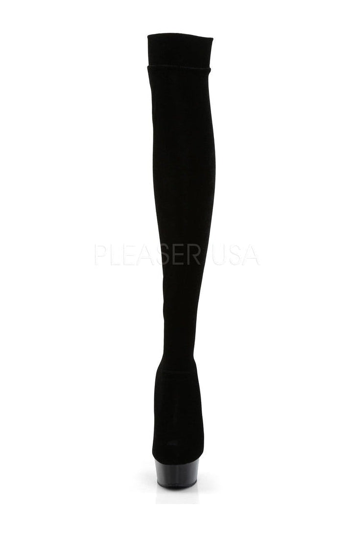 DELIGHT-3002 Platform Boot | Black Velvet-Pleaser-Thigh Boots-SEXYSHOES.COM