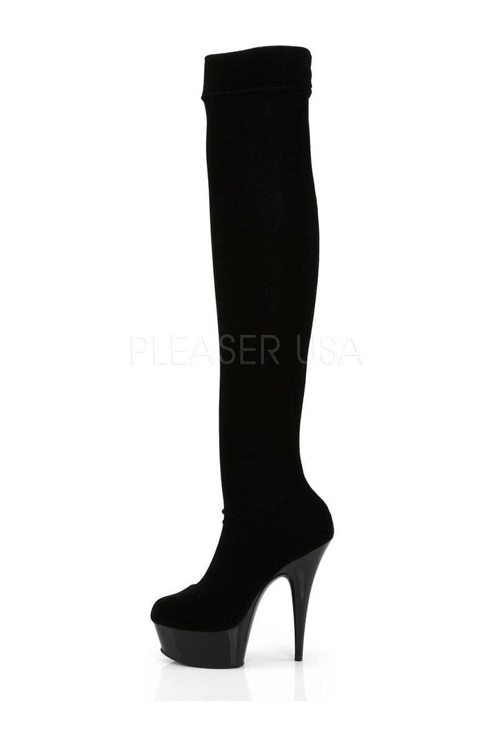 DELIGHT-3002 Platform Boot | Black Velvet-Pleaser-Thigh Boots-SEXYSHOES.COM