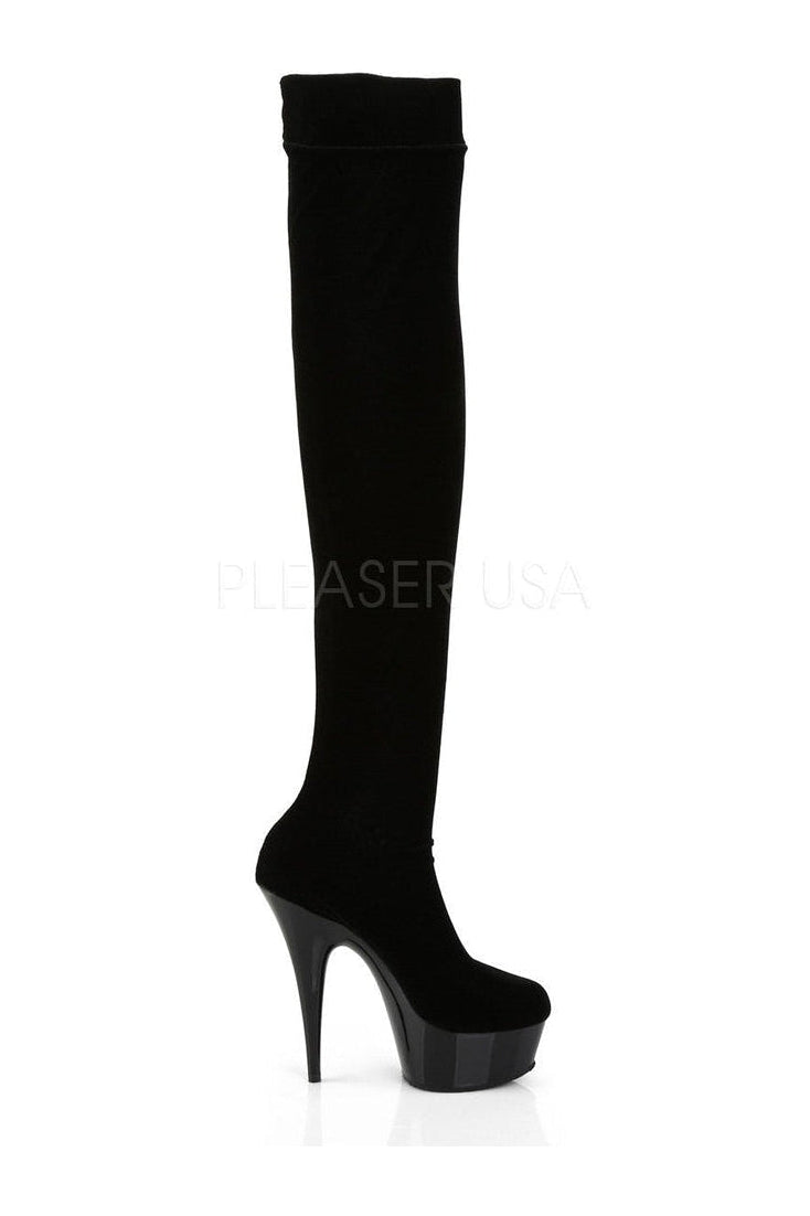 Pleaser DELIGHT-3002 Platform Boot in Black Velvet