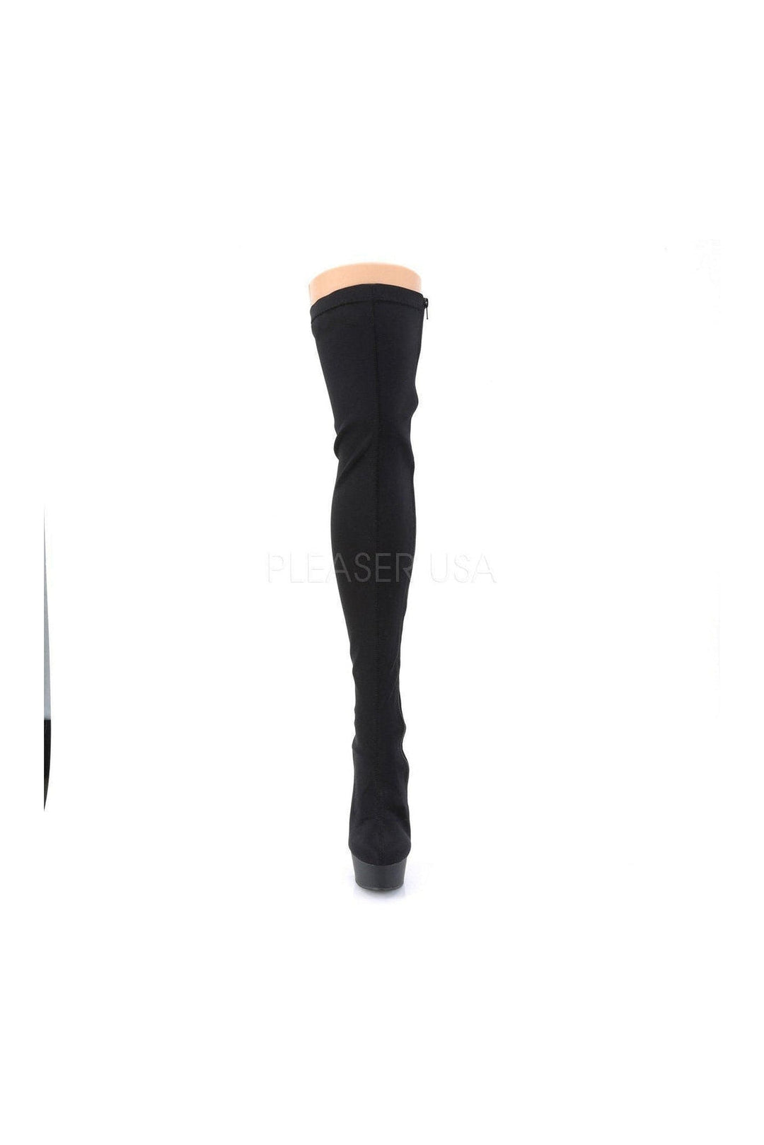 DELIGHT-3003 Platform Thigh Boot | Black Lycra-Pleaser-SEXYSHOES.COM