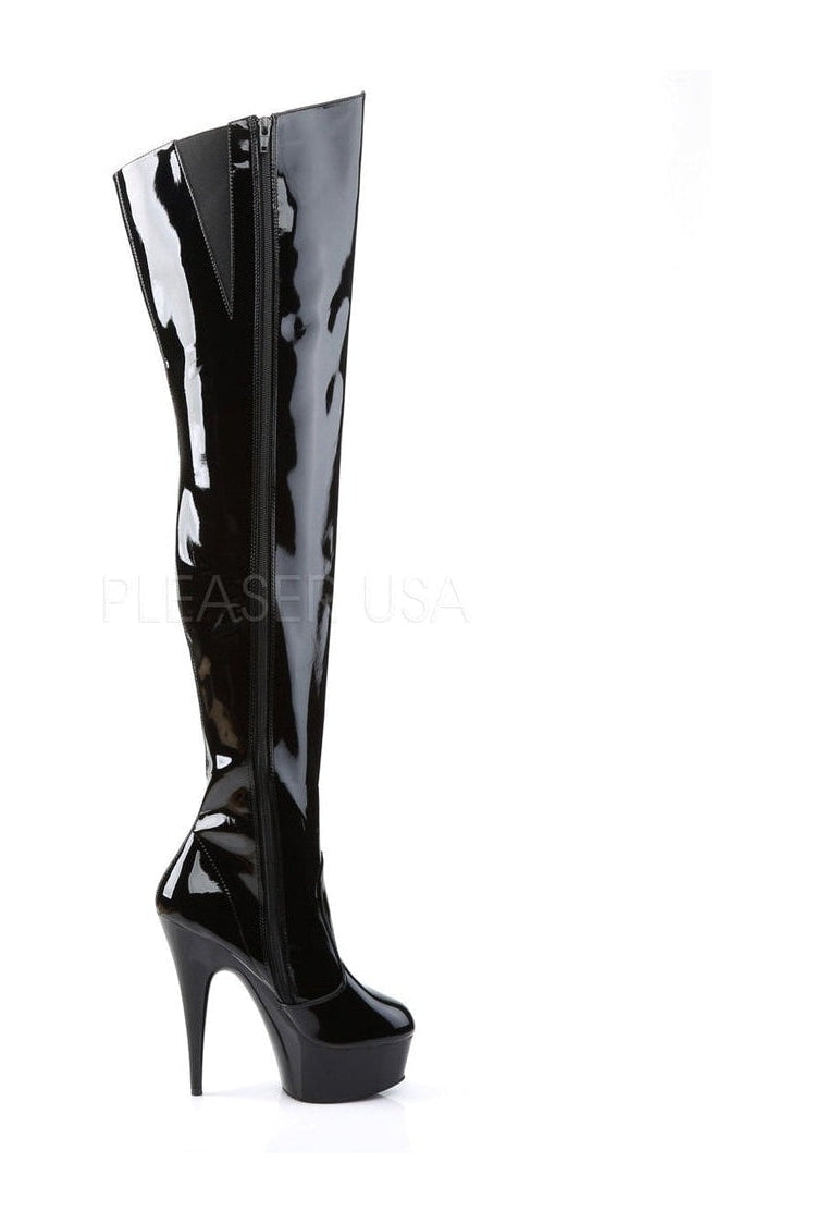 DELIGHT-3010 Platform Boot | Black Patent-Pleaser-Thigh Boots-SEXYSHOES.COM