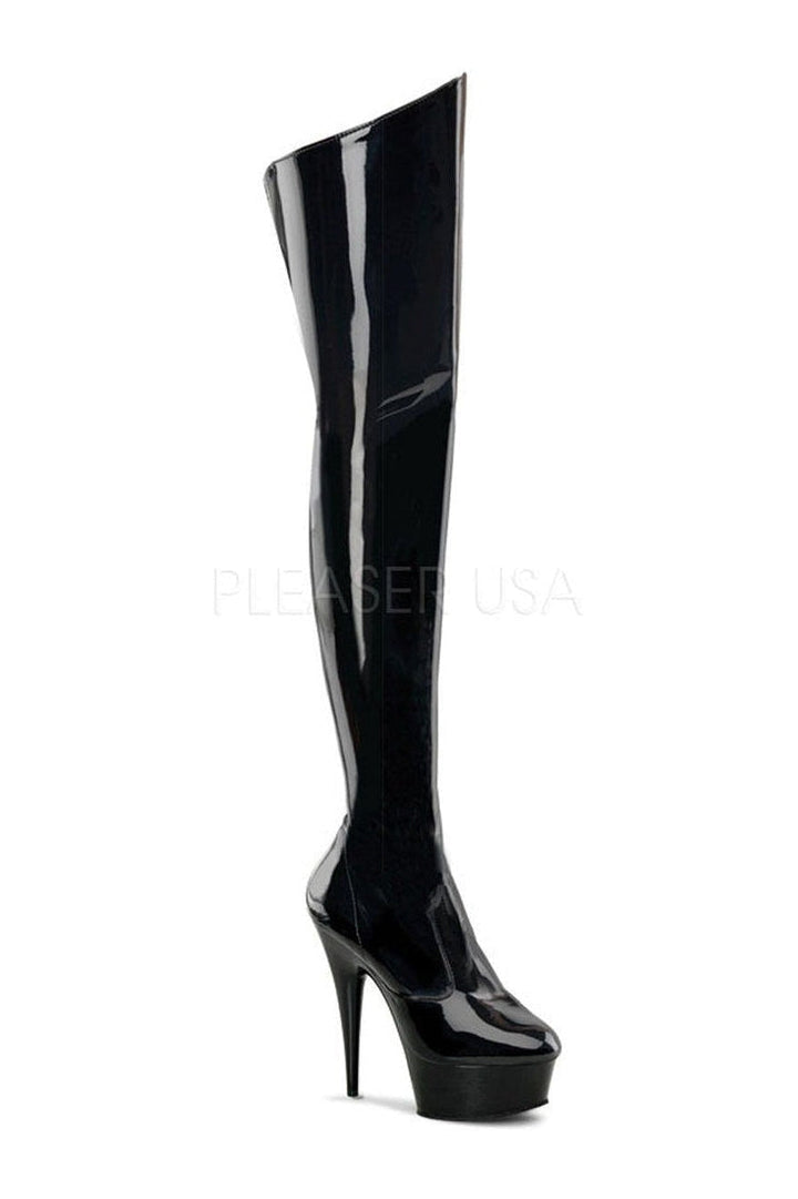 DELIGHT-3010 Platform Boot | Black Patent-Pleaser-Black-Thigh Boots-SEXYSHOES.COM