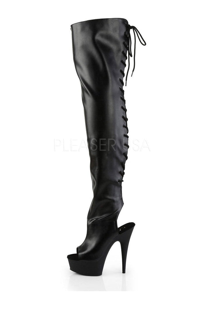 Pleaser DELIGHT-3017 Platform Boot in Black Faux Leather